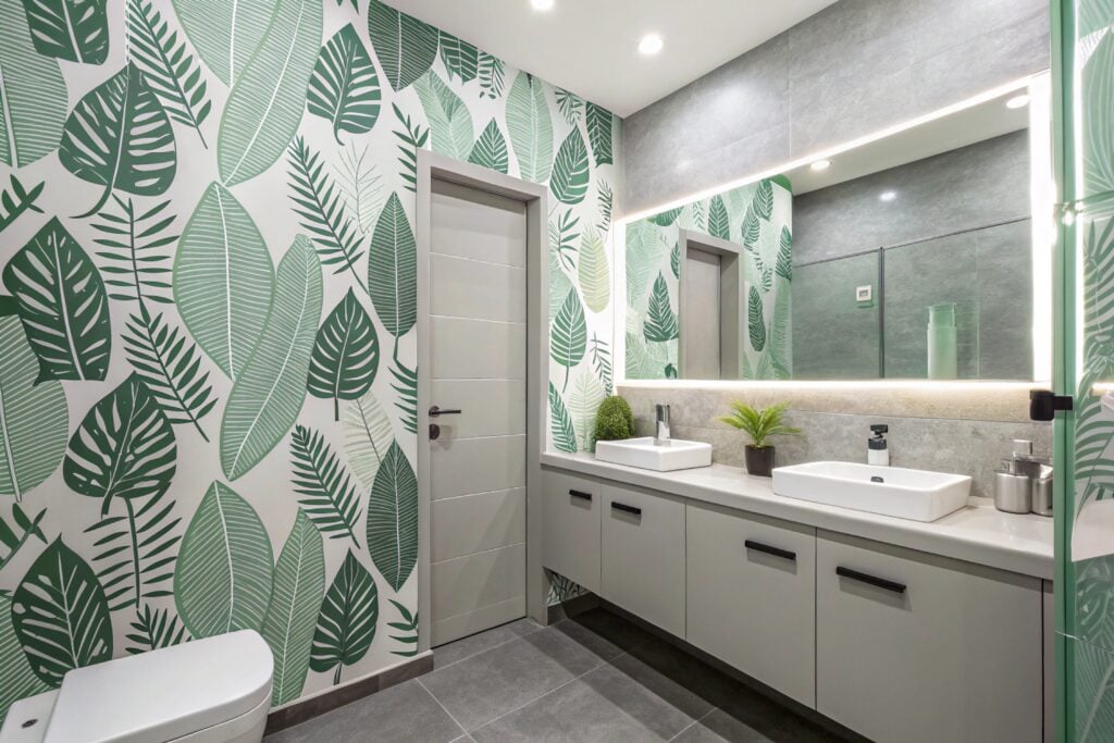 Wallpaper in a Bathroom
